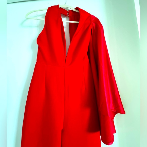 NWOT Red V-Neck Openback Jumpsuit - Picture 2 of 3